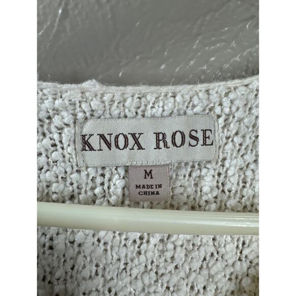 Knox Rose Sweater Pullover V Neck Popcorn Ivory Cream Slit Sides Size Medium - Picture 2 of 5